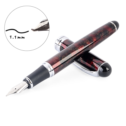 

X750 Stationery Stainless Steel Fountain Pen Medium Nib Ink Pens School Oiifice Gift, Nib Size:1.0mm(Red Pattern)