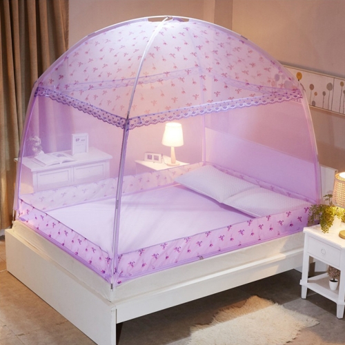 

Three-door Heightening Yurt Printed Zipper Mosquito Net, Size:120x200 cm(Purple)