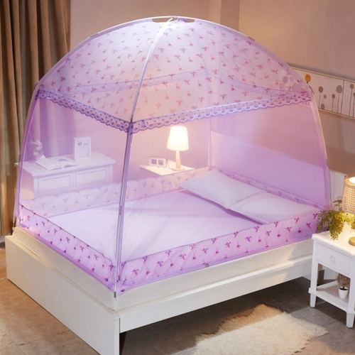 

Three-door Heightening Yurt Printed Zipper Mosquito Net, Size:180x220 cm(Purple)