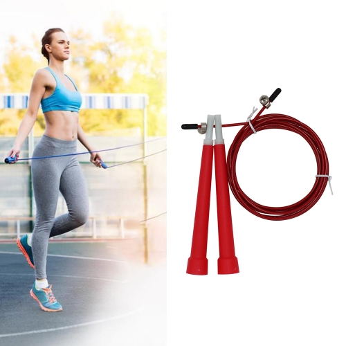 

Steel Wire Skipping Skip Adjustable Fitness Jump Rope，Length: 3m(Red)