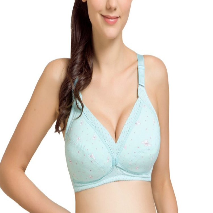 

Nursing Bra Before Opening Buckle Thin Cotton Section without Steel Ring Pregnant Women Peace of Mind Sleep Underwear, Size:75C(Blue)