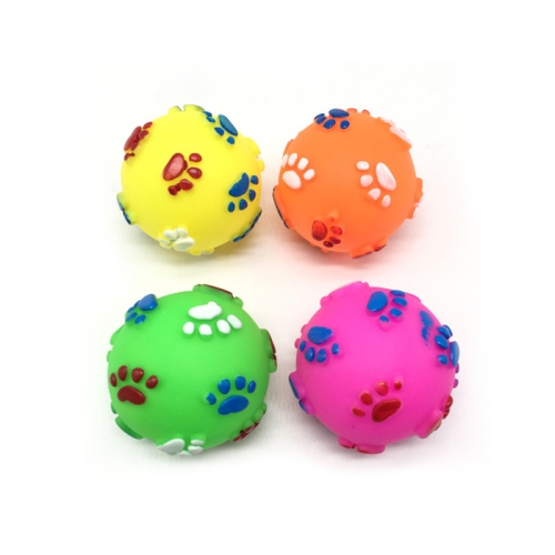 

Rubber Squeak Toy for Dog Screaming Chicken Chew Bone Squeaky Ball Dog Toys Tooth Grinding, Random Color Delivery(Footprint Ball)