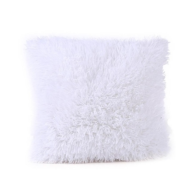 

Candy Color Plush Sofa Waist Pillow Cushion Case for Home Decor, Specification:42cmx42cm(White)