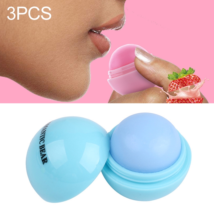

3 PCS Natural Plant Organic Sphere Ball Lipstick Embellish Lip Balm(Blue)