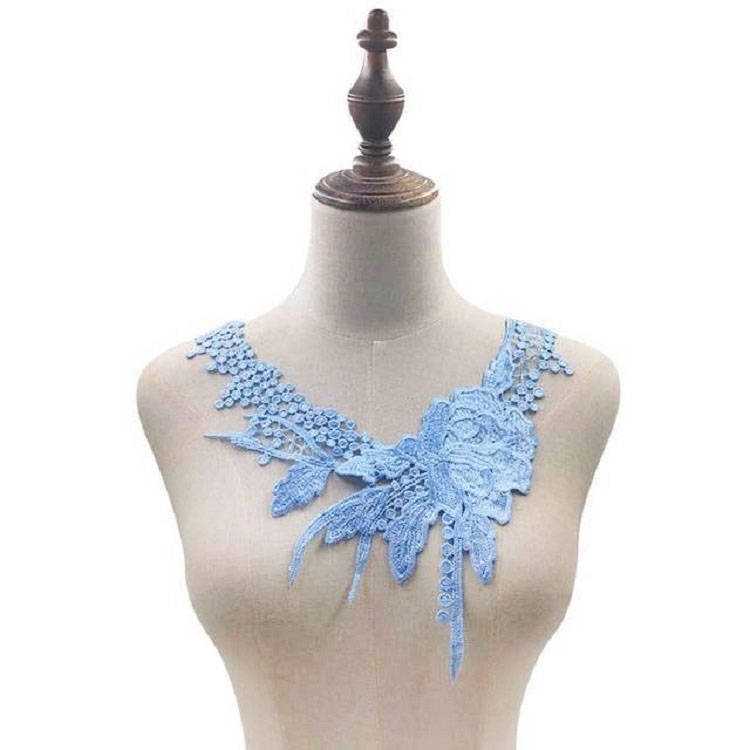 

Lace Flower Embroidered Collar Fake Collar Clothing Accessories, Size: 31 x 30cm, Color:Sky Blue