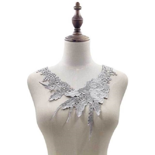 

Lace Flower Embroidered Collar Fake Collar Clothing Accessories, Size: 31 x 30cm, Color:Gray