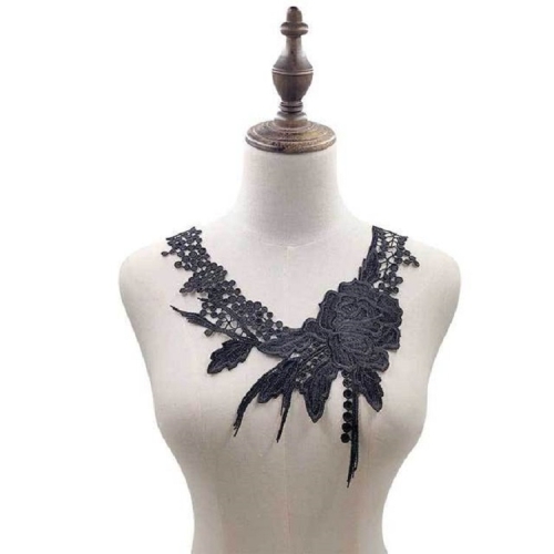 

Lace Flower Embroidered Collar Fake Collar Clothing Accessories, Size: 31 x 30cm, Color:Black