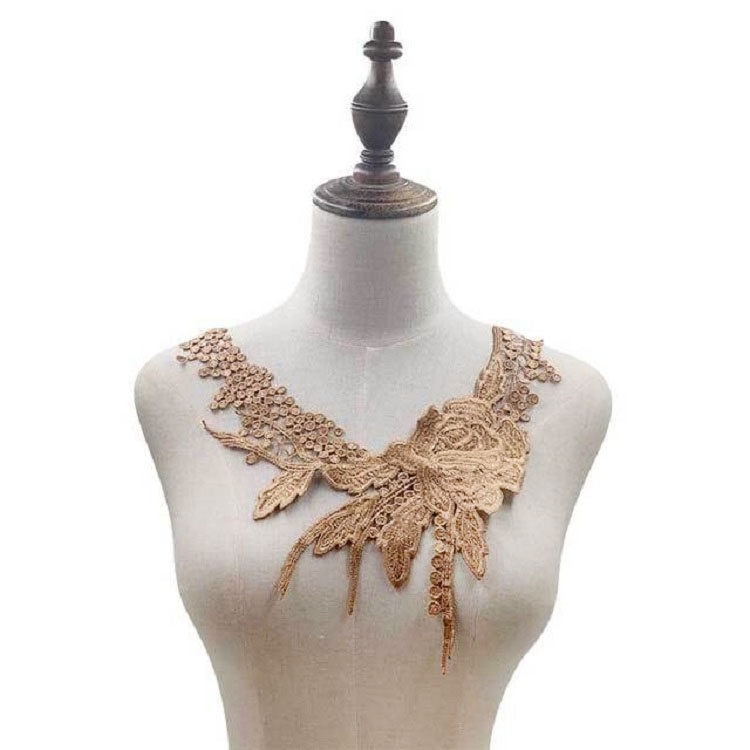 

Lace Flower Embroidered Collar Fake Collar Clothing Accessories, Size: 31 x 30cm, Color:Gold Brown