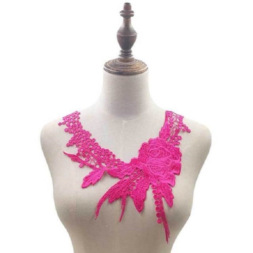 

Lace Flower Embroidered Collar Fake Collar Clothing Accessories, Size: 31 x 30cm, Color:Rose Red