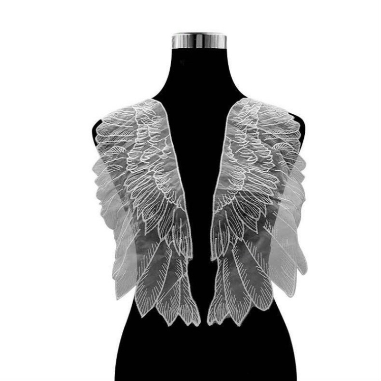 

White 1 Pair Organza Wings Shape Embroidery DIY Clothing Accessories