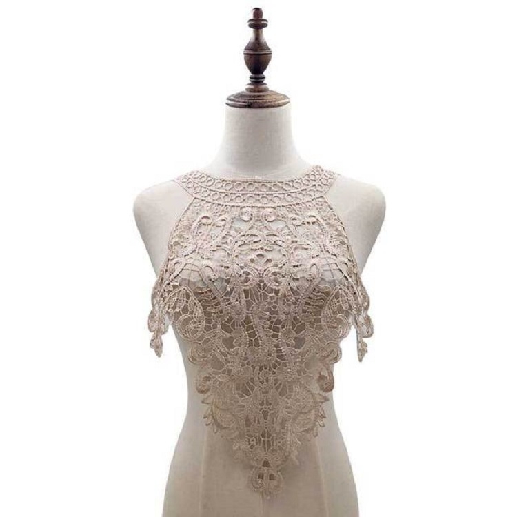 

Light Brown Embroidered Lace Collar Flower Three-dimensional Hollow Fake Collar DIY Clothing Accessories