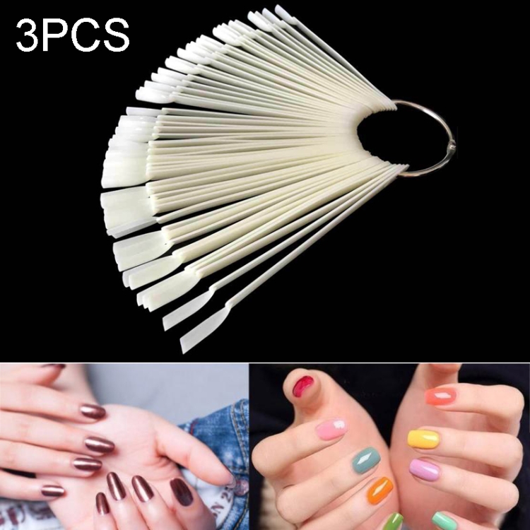 

3 Set Fan-shaped Nail Mold Swatch Nail Polish Color Card Nail Art Display Board（With circle - natural color）
