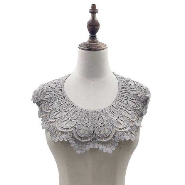 

Gray Milk Silk Lace Embroidered Collar Three-dimensional Hollow Fake Collar DIY Clothing Accessories, Size: 32 x 32cm