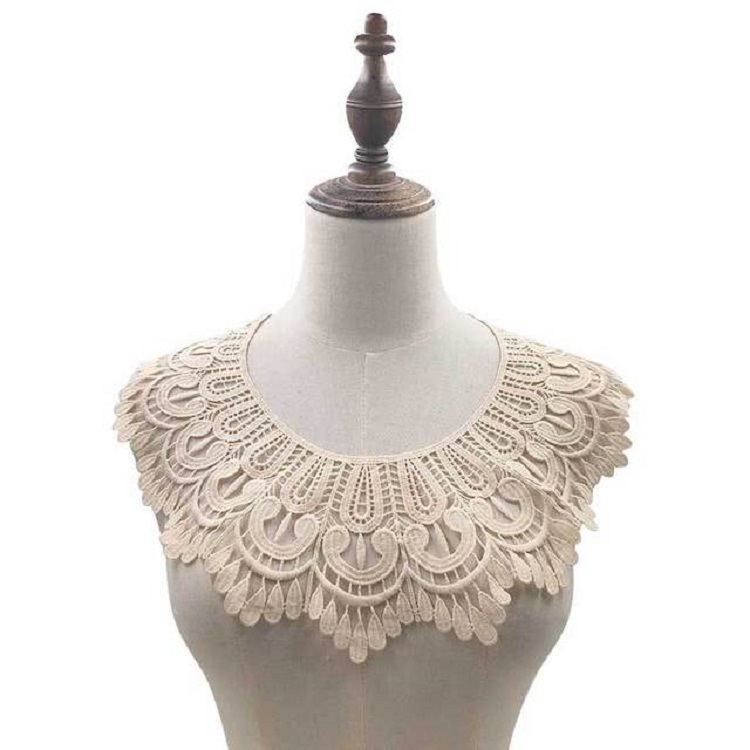 

Beige Milk Silk Lace Embroidered Collar Three-dimensional Hollow Fake Collar DIY Clothing Accessories, Size: 32 x 32cm