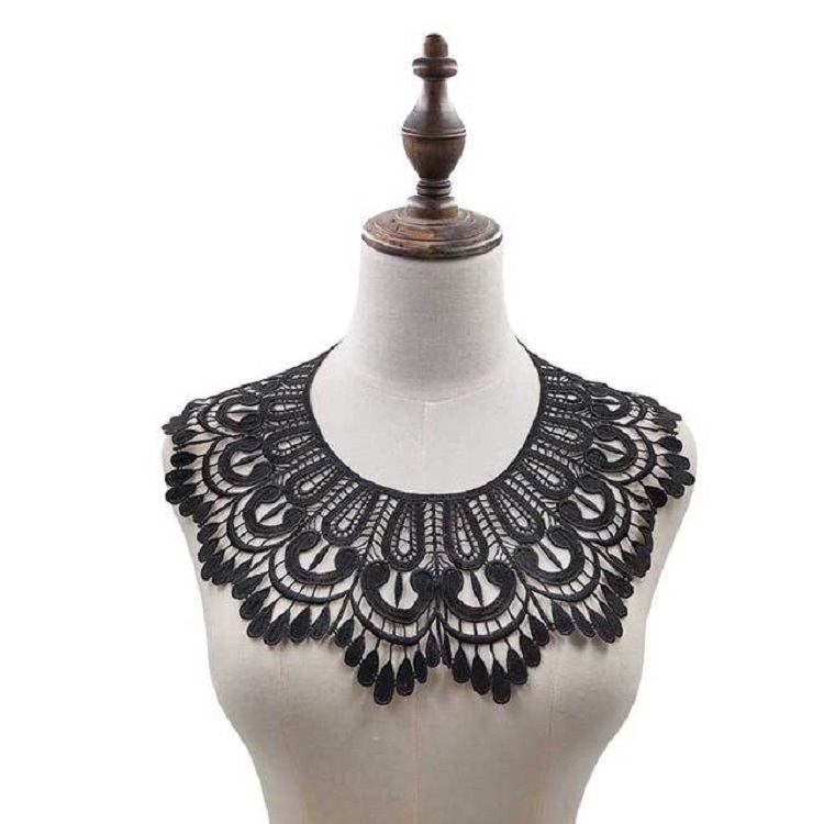

Black Milk Silk Lace Embroidered Collar Three-dimensional Hollow Fake Collar DIY Clothing Accessories, Size: 32 x 32cm