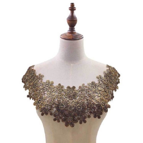 

Gold Lace Collar Three-dimensional Hollow Embroidered Fake Collar DIY Clothing Accessories, Size: About 45 x 26cm