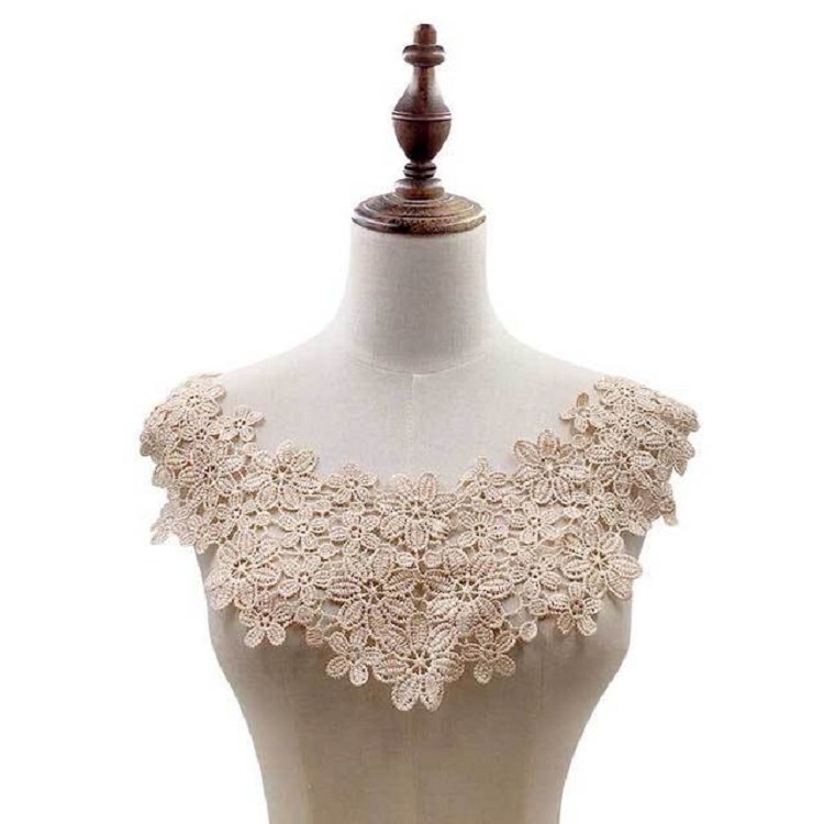 

Beige Brown Lace Collar Three-dimensional Hollow Embroidered Fake Collar DIY Clothing Accessories, Size: About 45 x 26cm