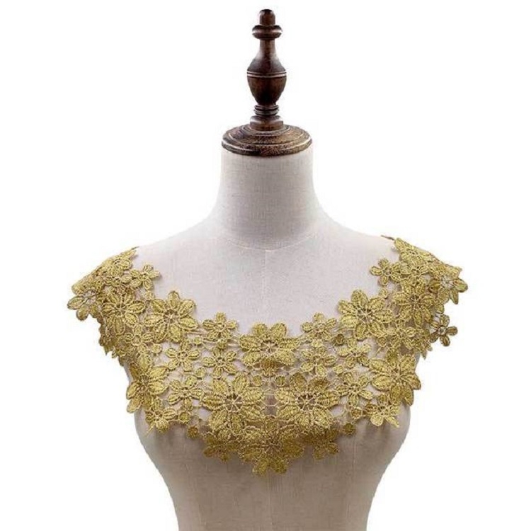 

Gold Line Lace Collar Three-dimensional Hollow Embroidered Fake Collar DIY Clothing Accessories, Size: About 45 x 26cm