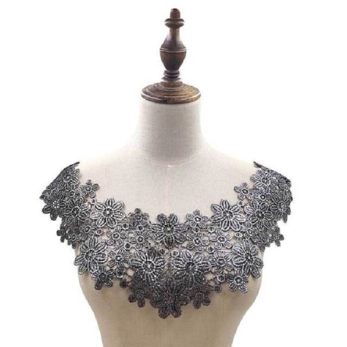 

Silver Lace Collar Three-dimensional Hollow Embroidered Fake Collar DIY Clothing Accessories, Size: About 45 x 26cm