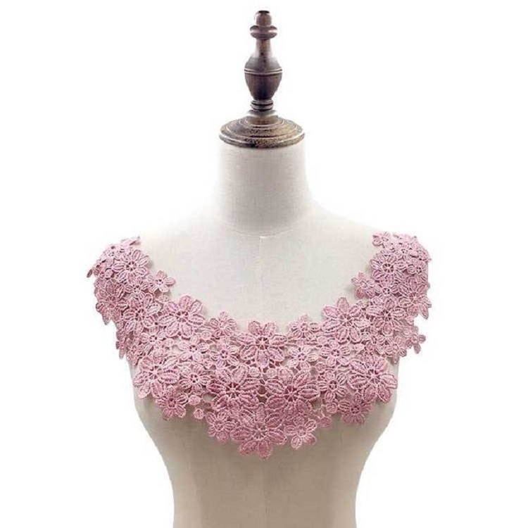 

Red Bean Paste Powder Lace Collar Three-dimensional Hollow Embroidered Fake Collar DIY Clothing Accessories, Size: About 45 x 26cm