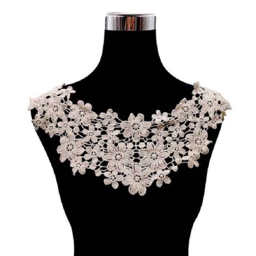 

Apricot Lace Collar Three-dimensional Hollow Embroidered Fake Collar DIY Clothing Accessories, Size: About 45 x 26cm