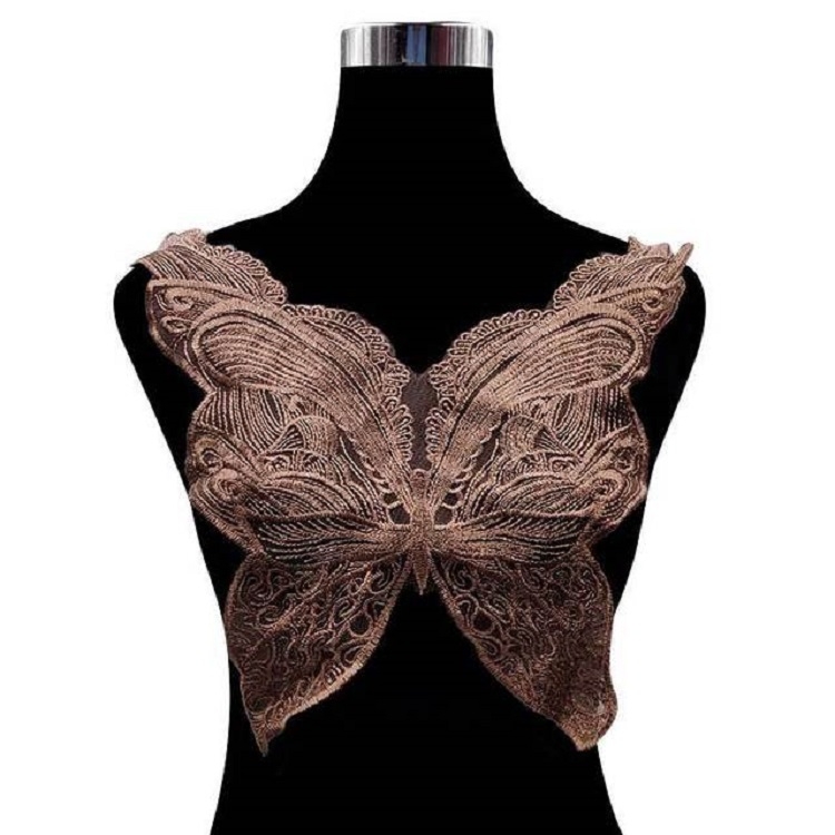 

Butterfly Shape Embroidery Corsage Lace Collar DIY Clothing Accessories, Size: About 42 x 38cm(Brown)
