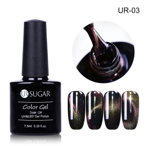 

UR SUGAR Holographic Glitter Magnetic Gel Magnet Cat Eye Laser Nails Gel Polish Soak Off UV LED Varnish Nail Art Lacquer, Capacity: 7.5ml(Laser box cat eye gel UR03)
