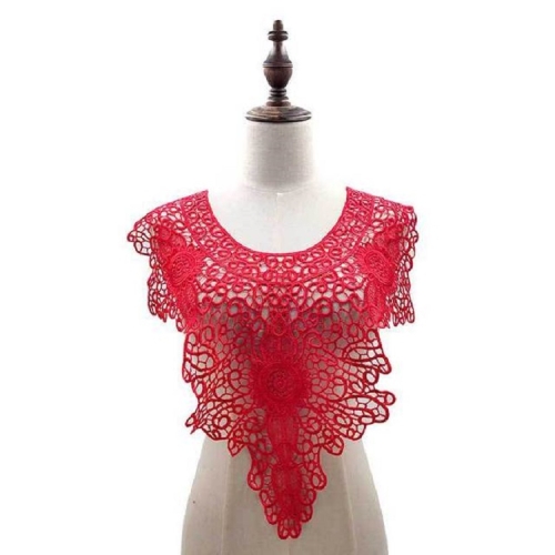 

Red Lace Embroidery Hollow Fake Collar DIY Clothing Accessories, Size: About 55 x 47cm