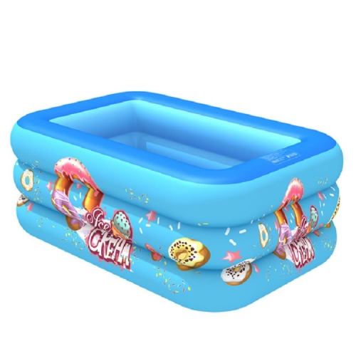 

Household Indoor and Outdoor Ice Cream Pattern Children Square Inflatable Swimming Pool, Size:130 x 85 x 50cm, Color:Blue