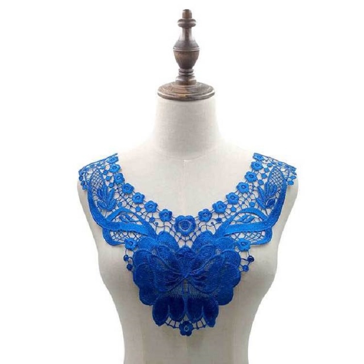

Blue Lace Butterfly Flower Embroidery Collar Flower Three-dimensional Hollow Fake Collar DIY Clothing Accessories, Size: 36 x 30cm