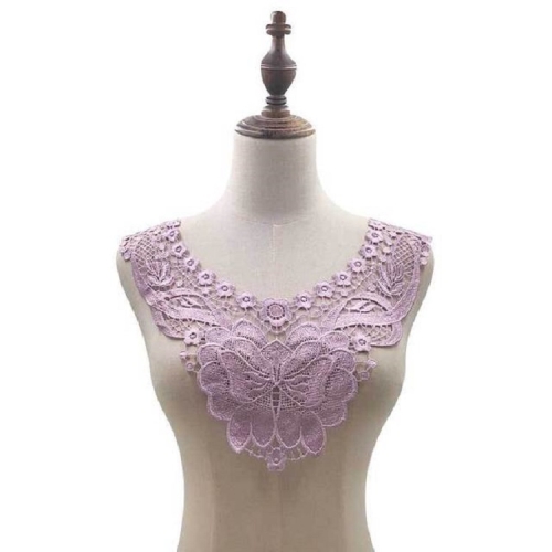 

Purple Lace Butterfly Flower Embroidery Collar Flower Three-dimensional Hollow Fake Collar DIY Clothing Accessories, Size: 36 x 30cm