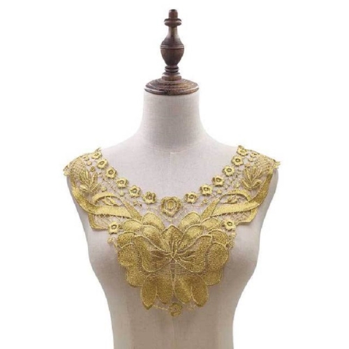 

Gold Line Lace Butterfly Flower Embroidery Collar Flower Three-dimensional Hollow Fake Collar DIY Clothing Accessories, Size: 36 x 30cm