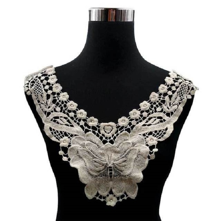 

Apricot Lace Butterfly Flower Embroidery Collar Flower Three-dimensional Hollow Fake Collar DIY Clothing Accessories, Size: 36 x 30cm