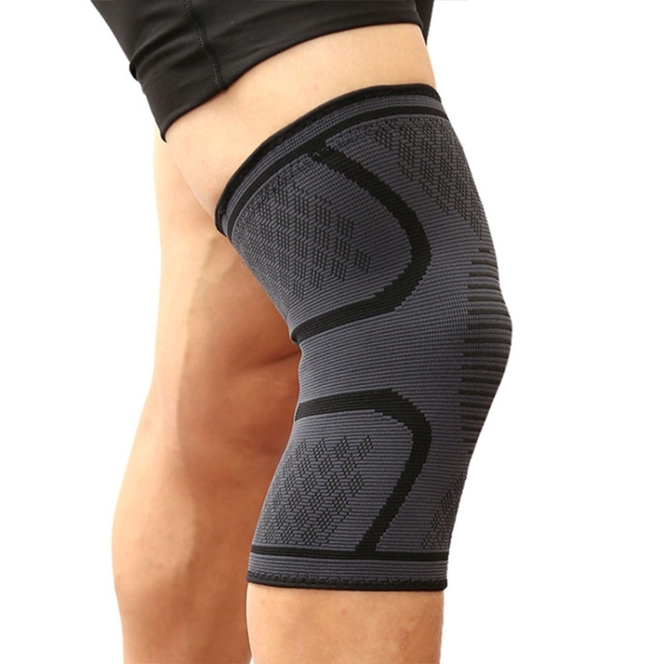 

1 Pair Comfortable Breathable Elastic Nylon Sports Knit Knee Pads, Size:L(Black)