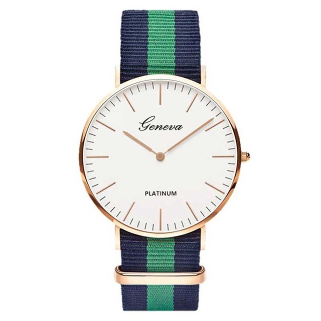 

2 PCS Simple Ultra-thin Large Dial Two-pin Color Matching Nylon Canvas Belt Quartz Watch(Silver3)