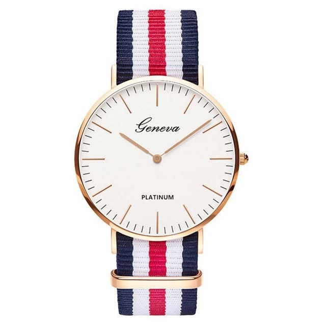 

2 PCS Simple Ultra-thin Large Dial Two-pin Color Matching Nylon Canvas Belt Quartz Watch(Orange)