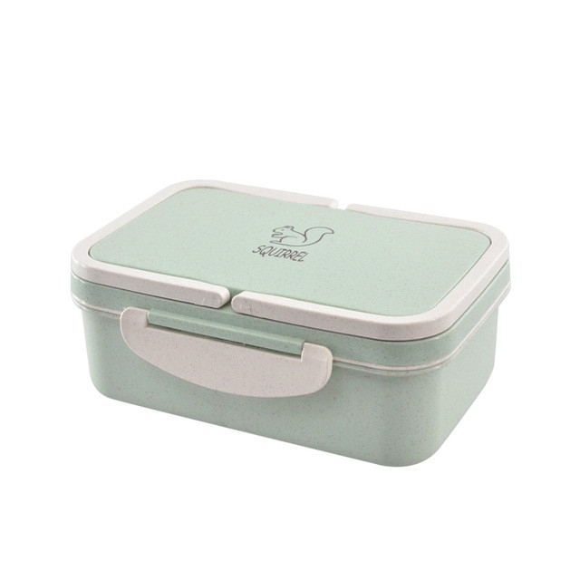 

Wheat Straw Carrying Lunch Box Student Multi-layer Sushi Box Lunch Box Fruit Box Lunch Box Set 800-1000ml(Rectangular double layer green)