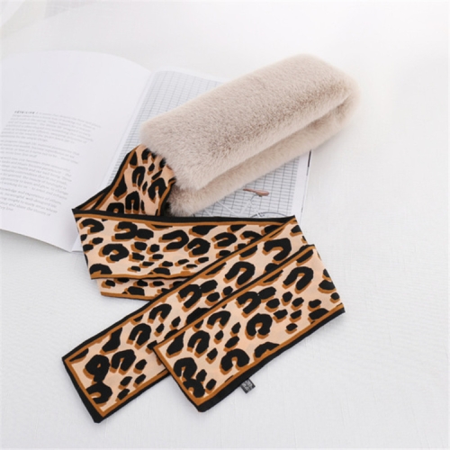 

Beige+Coffee Winter Women Plush Warm Scarf with Leopard Ribbon, Size:160 x 9cm