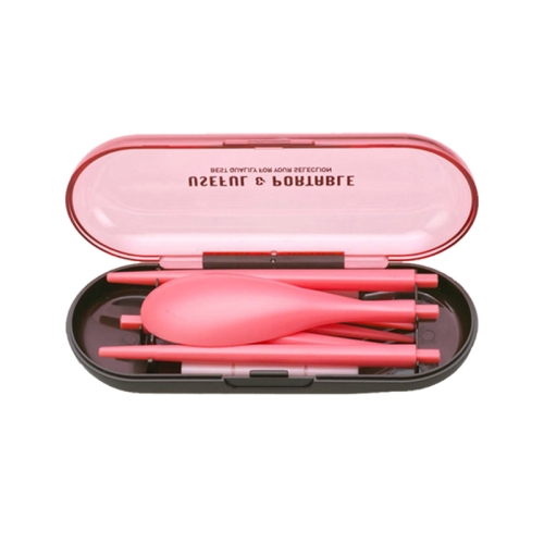 

2 PCS Mini Outdoor Portable Travel Sets Candy Color Folding Dinner Set Student Kids Kitchen Tool(Pink)