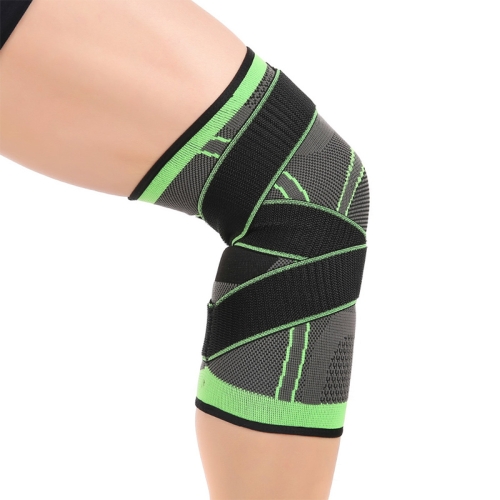 

2 PCS Fitness Running Cycling Bandage Knee Support Braces Elastic Nylon Sports Compression Pad Sleeve, Size:L(Green)