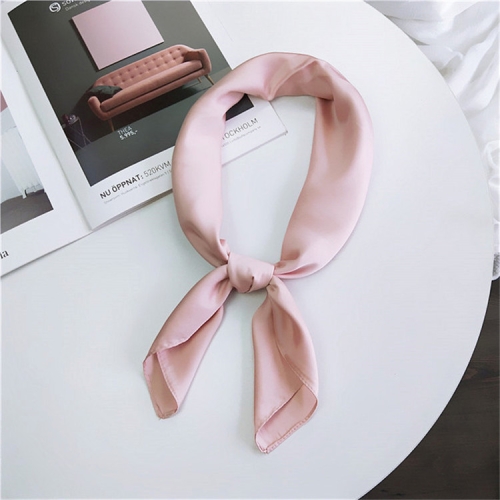 

Soft Imitated Silk Fabric Solid Color Small Square Scarf Professional Silk Scarf for Women, Length: 70cm(Pink)