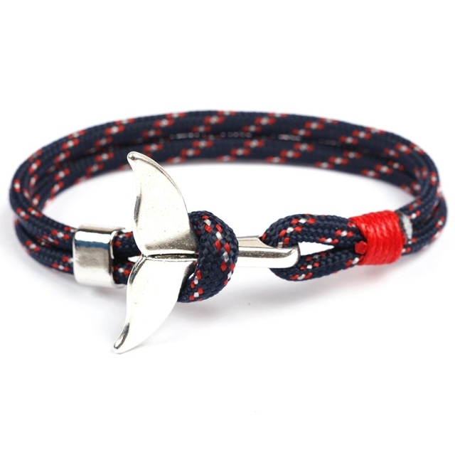 

Whale Tail Anchor Charm Nautical Survival Rope Chain Bracelets(Dark blue)