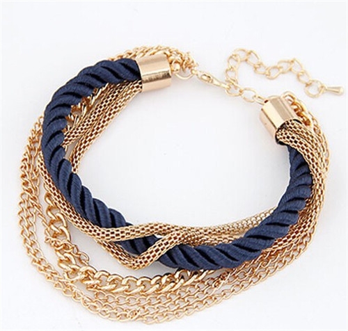 

Fashion Multilayer Charm Bracelet Exaggerated Handwoven Rope Bracelet(Blue)