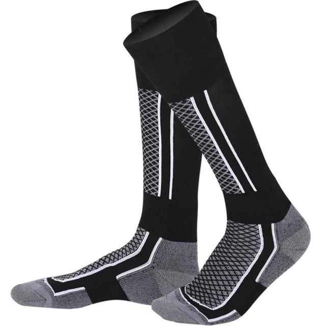 

Winter Men Woman Thermal Ski Socks Thicken Cotton Warm Sports Socks Snowboarding Cycling Adult Skiing Hiking Socks Leg Warmer(Grey Black for Man)