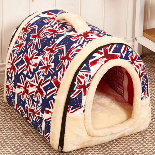 

Foldable Pet Dog Bed Cat Bed House Pet Supplies for Small Medium Dogs Travel Kennels, Size:L(Union Jack)