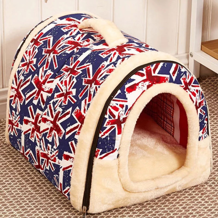 

Foldable Pet Dog Bed Cat Bed House Pet Supplies for Small Medium Dogs Travel Kennels, Size:M(Union Jack)