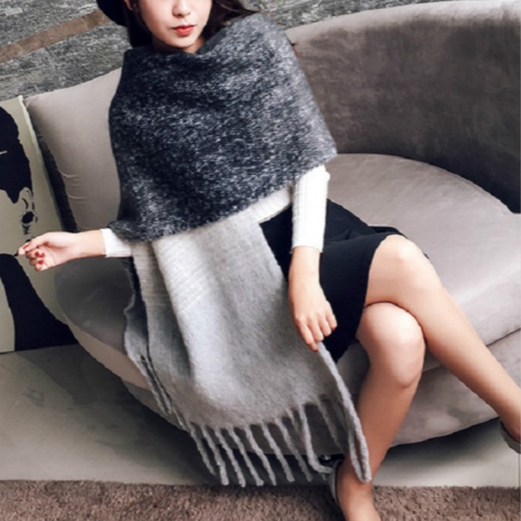 

Autumn and Winter Ladies Long Wild Cashmere Warm Tassel Color Matching Scarf Shawl, Size:240 x 55cm(Gray)
