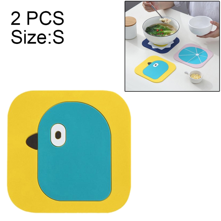 

2 PCS Creative Cartoon Insulation Pad Home Dining Mat Coaster Silicone Anti-scalding Bowl Mat, Size:S(Birdie)