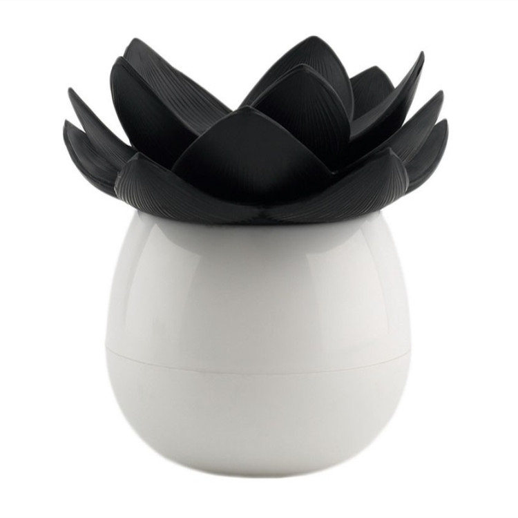 

2 PCS Lotus Shaped Cotton Swab Box Toothpicks Holder Toothpick Case(Black)