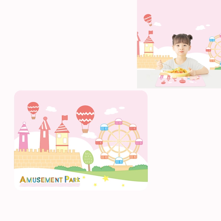 

Children Food-grade Silicone Cartoon Cute Table Mat Oil-proof and Heat-proof Household Heat Insulation Mat(Amusement Park)